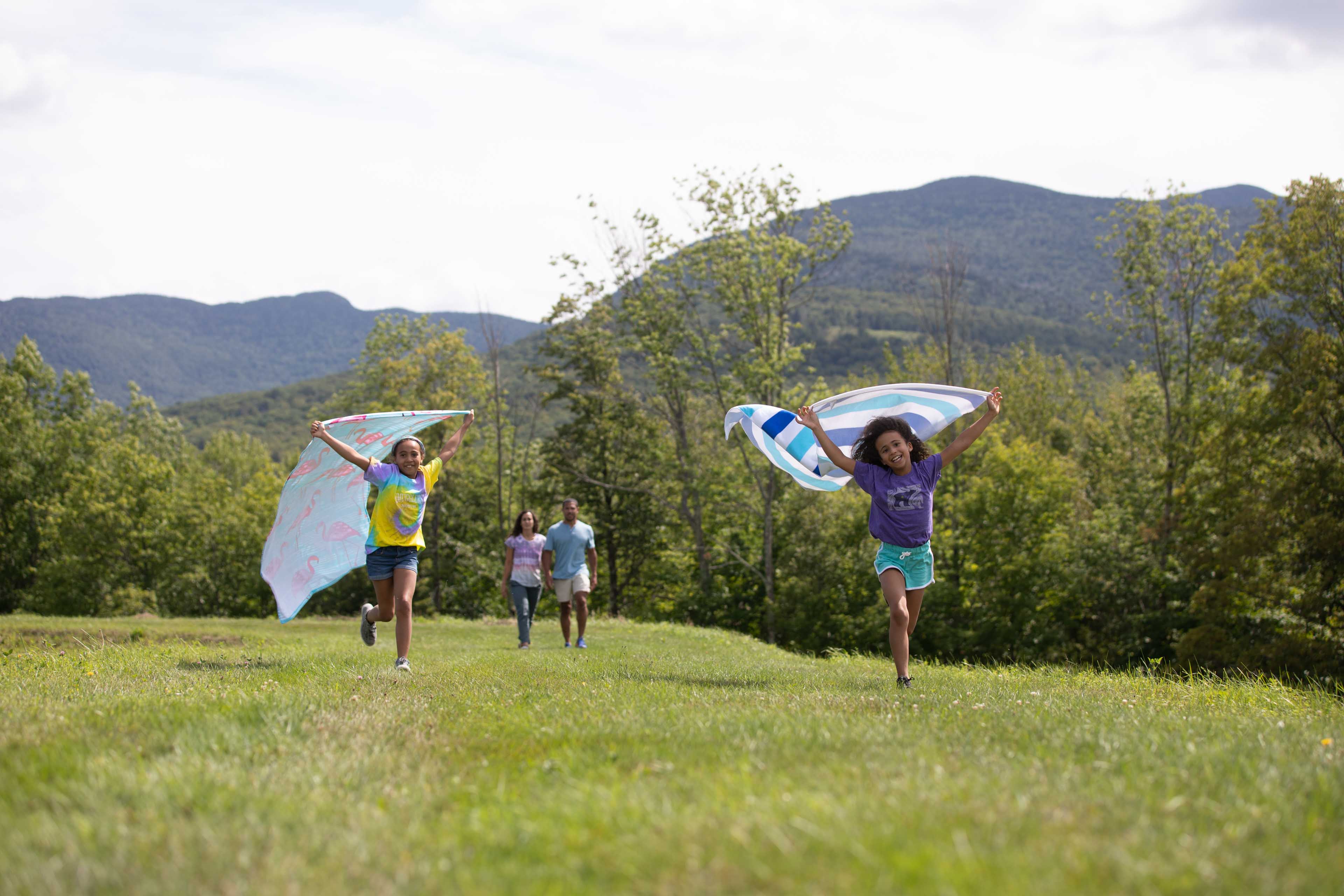 family with kites